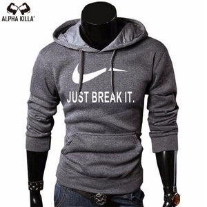 2018 Autumn Winter Casual brand Long sleeved men hooded JUST BREAK IT Hip-Hop Print Hoodies Sweatshirts clothing