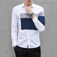 Load image into Gallery viewer, New Design Man Shirt Long Sleeve Casual Slim Patchwork 2018 Spring Autumn Mens Dress Shirts Male Handsome Comfortable Clothing